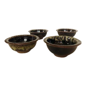 Vintage Glazed Pottery Bowls- Set of 4