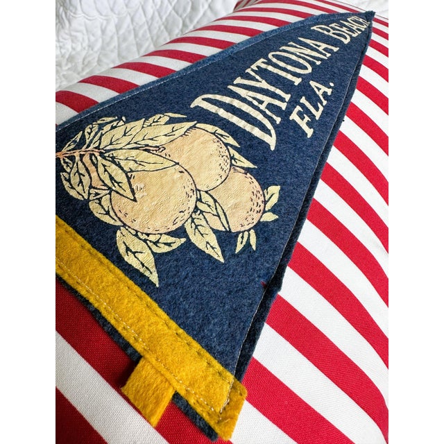 Description: Vintage Daytona Beach, Florida Felt Pennant from around the 1960s. Unknown Date New red and white striped...