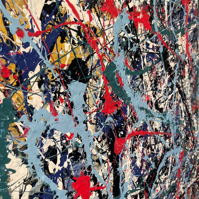 Titled "Jackson Pollock" Artwork by John Frates, After Jackson Pollock, Mid Century Modern, Drip and Pour, Abstract # 1714, Hang Multi-Directional For Sale - Image 4 of 9