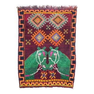 Mid 20th Century Moroccan SISTER HORSE RUG 4 x 6 For Sale