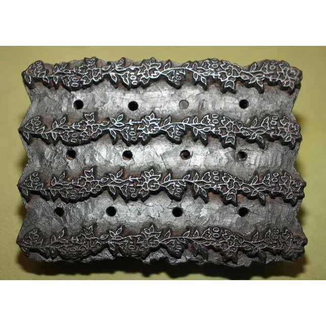 Large Antique Hand Carved Floral Printing Block for Wallpaper For Sale - Image 10 of 13