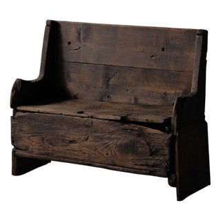 Alpine Folk Art Larch Storage Bench, Piedmont, Italy, Late 18th Century For Sale