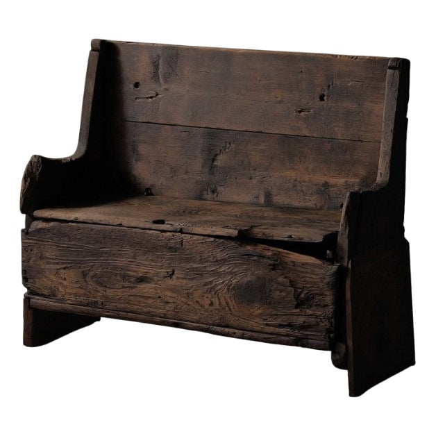Alpine Folk Art Larch Storage Bench, Piedmont, Italy, Late 18th Century For Sale