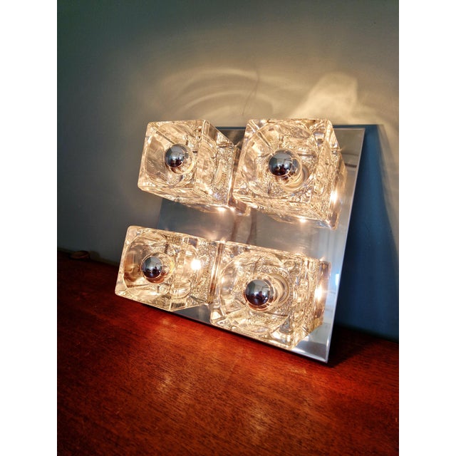 Ice Cube Square Ceiling Light in Chromed Metal and Glass from Peill & Putzler, 1970 For Sale - Image 15 of 17