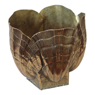 Very Large Brass Shell Planter For Sale