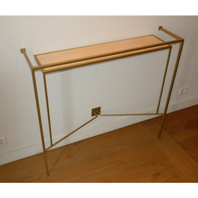 Not Yet Made - Made To Order Gold Patinated Console Table with Sycamore Shelf by Aymeric Lefort For Sale - Image 5 of 16