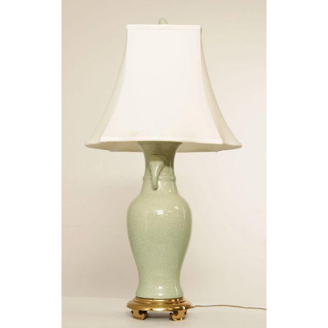Asian 1990s Asian Style Celadon Elephant Urn Table Lamp For Sale - Image 3 of 13