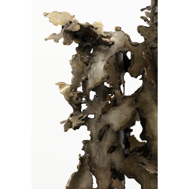 Metal Marcello Fantoni Sculptural Brutalist Torch Cut Brass Table Lamp For Sale - Image 7 of 7