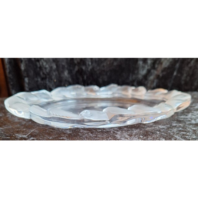 Vintage French Fish Serving Platter in Satin-Finished Crystal Glass by Lalique, 1970s For Sale - Image 3 of 6