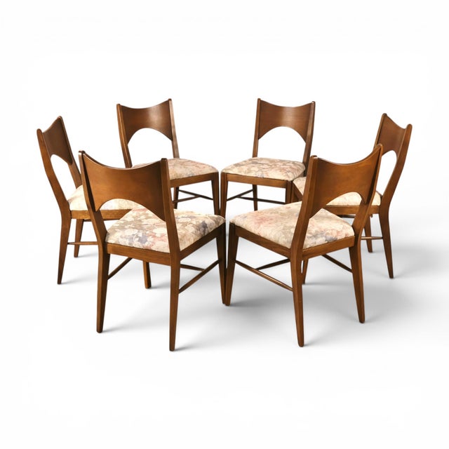 1960s Broyhill Saga Vintage Mid Century Modern Set of 6 Dining Chairs C. 1960s For Sale - Image 5 of 6