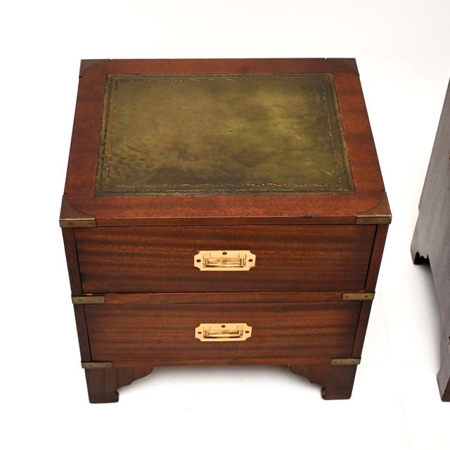 Metal Antique Military Campaign Style Bedside Chests, 1950, Set of 2 For Sale - Image 7 of 11