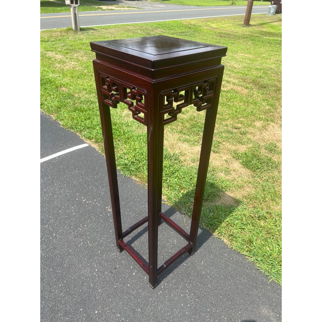 Vintage Tall Asian Rosewood Plant Stand For Sale - Image 4 of 8