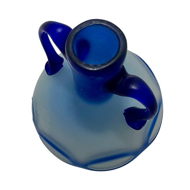 Phoenician-Style Blue Satin Glass Amphora Vase For Sale - Image 10 of 10