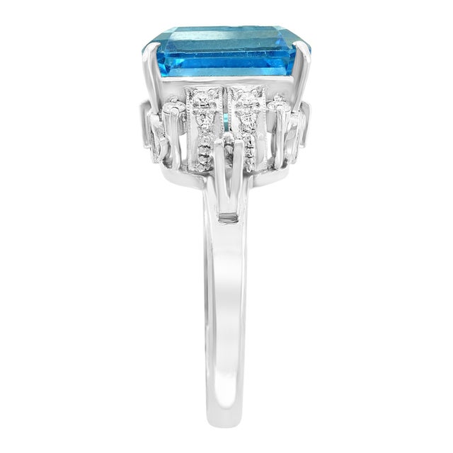 5.8 Carat Finest Blue Topaz Diamond Platinum Ring Estate For Sale - Image 18 of 18