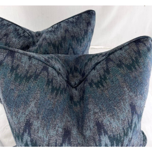 Kirby Design "Flame Wool" in Marine 22" Pillows-a Pair For Sale - Image 4 of 4