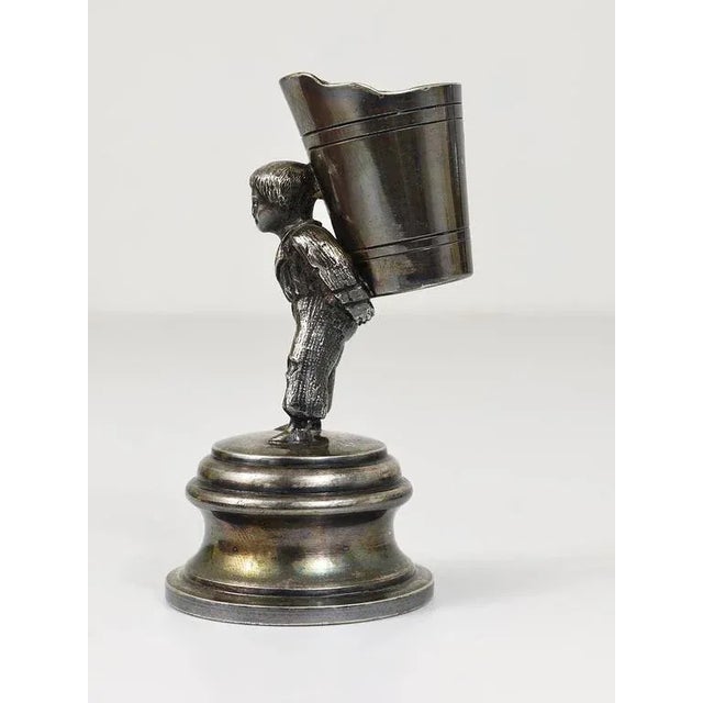 Art Nouveau Silver Toothpick Holder Displaying a Boy at Grape Harvest, 1920s For Sale - Image 10 of 11