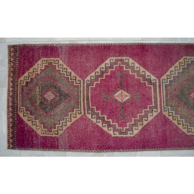 Hand-Knotted Turkish Runner Rug Hallway Rug, Kitchen Runner, Bed Side Accent - 3′ × 11′3″ For Sale - Image 9 of 13
