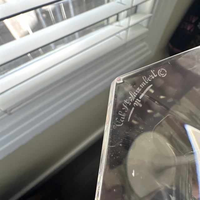 Transparent Vintage Val St Lambert Crystal Candlestick Holders-Set of 2 For Sale - Image 8 of 8