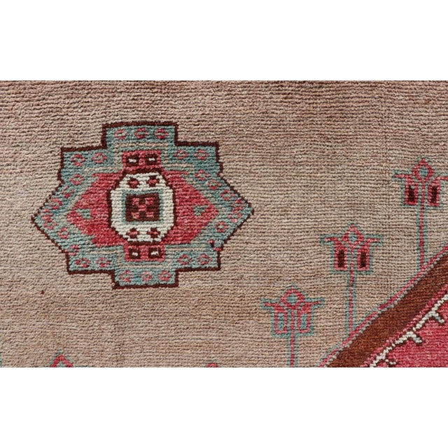 Large Vintage Turkish Oushak Rug With Warm Red, Taupe, and Soft Aqua Accents 7'9 X 15'5 For Sale - Image 14 of 16