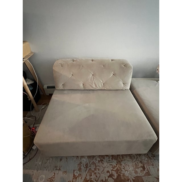West Elm Tillary Light Grey Ottoman/Sofa Chair sectional Piece with tufted, removable back rest. Perfect addition to...