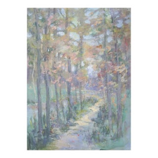 Late 19th Century Impressionist Forest Path Landscape Painting For Sale