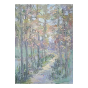 Late 19th Century Impressionist Forest Path Landscape Painting