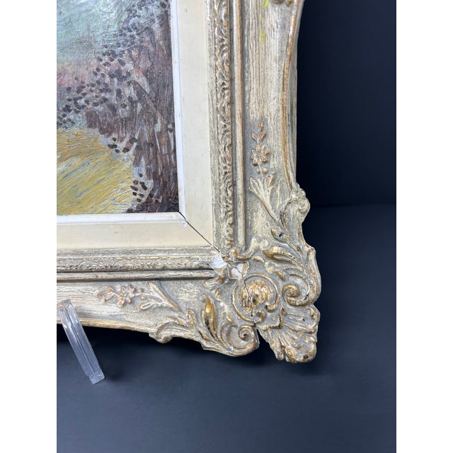 Paint Mid-Century European Impressionist Landscape Oil Painting in Antique Dutch Frame For Sale - Image 7 of 10