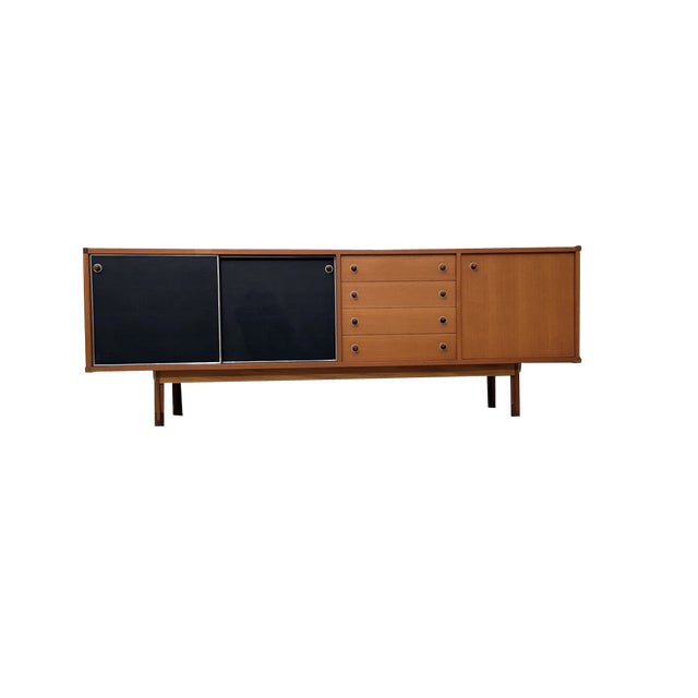 Large Italian Sideboard in Teak and Black Laminate from Elam, 1960s For Sale