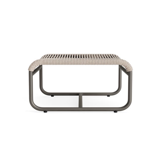 Contemporary Brown Jordan Walter Lamb Aluminum Ottoman, Mica frame with Pebble fabric For Sale - Image 3 of 12