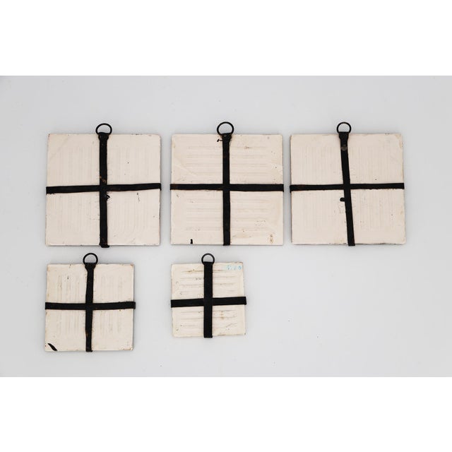 1950s Portuguese Set of Five Small Tiles Depicting People From Alentejo Province For Sale - Image 11 of 12