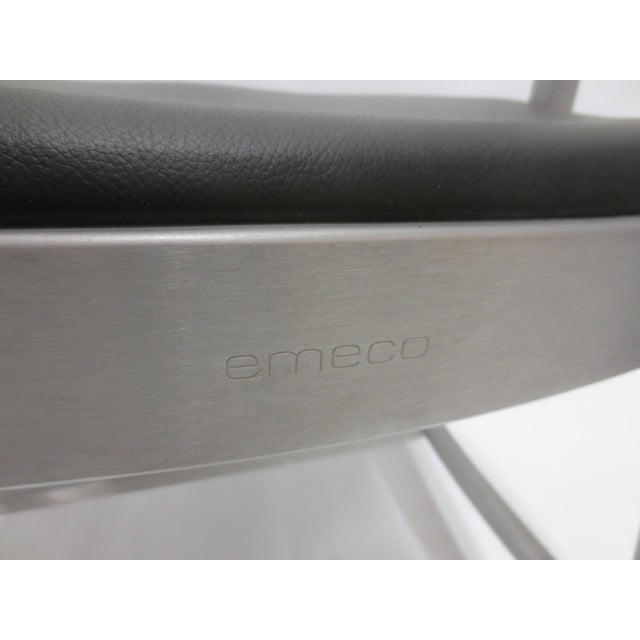Emeco Emeco Navy Armchair in Black Leather For Sale - Image 4 of 9