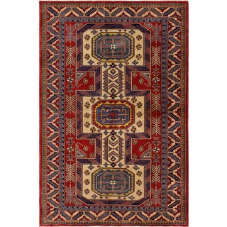 1980s Semi Vintage Sherwan Red/Blue Wool Rug -4'7" X 6'2" For Sale