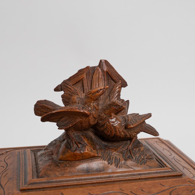 Late 19th Century 19th Century Black Forest Carved Wood Casket With Birds For Sale - Image 5 of 18