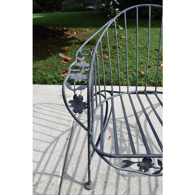 Charcoal Wrought Iron Faux Bois Garden Chair in Dogwood Form, 1960s For Sale - Image 8 of 11