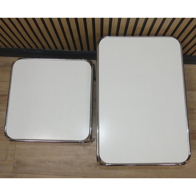 Vintage Nesting Tables in White and Chrome, 1970s, Set of 2 For Sale - Image 4 of 10