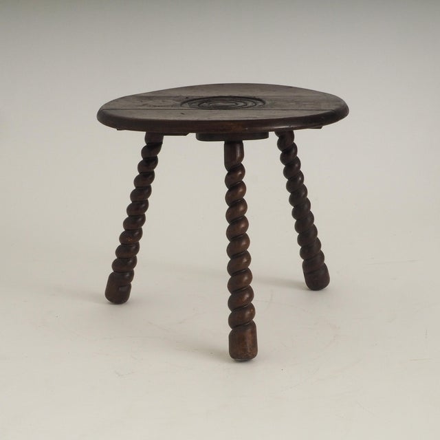 French Oak Tripod Side Table attributed to Charles Dudouyt, 1950s For Sale - Image 11 of 18