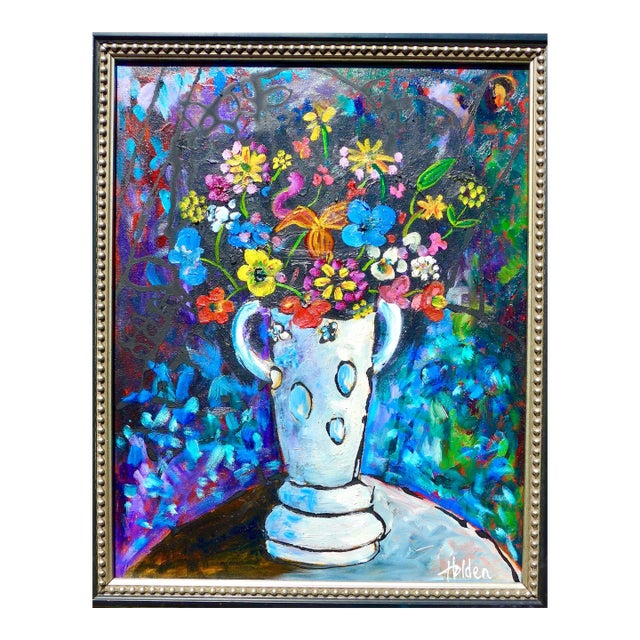 Summer Flowers Oil in a Gilded Frame For Sale