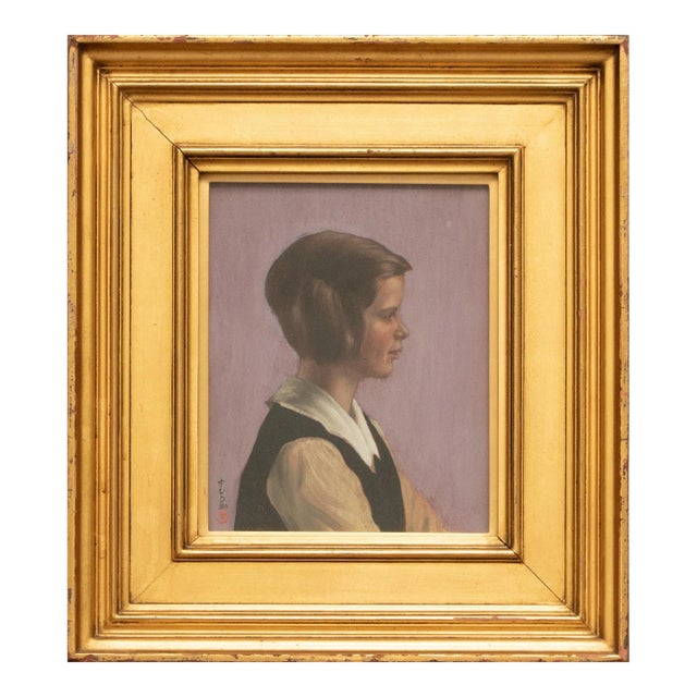 1920s Kanji (Kanzi) Nakamura "Portrait of Betsy" Painting, Framed For Sale