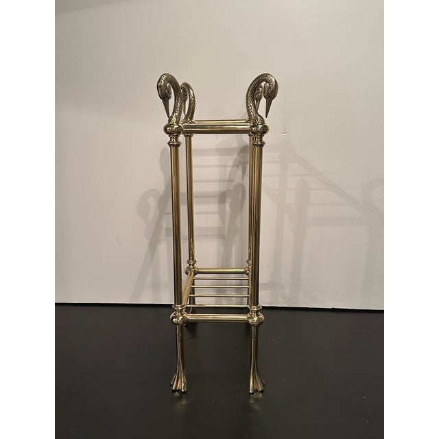 Cast Solid Brass Umbrella Stand With Duck Motif For Sale - Image 4 of 12