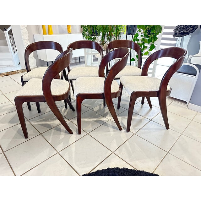 Set of six Gondola chairs from Baumann Vintage France, 1970s. Mahogany-style wooden chairs with very elegant and original...