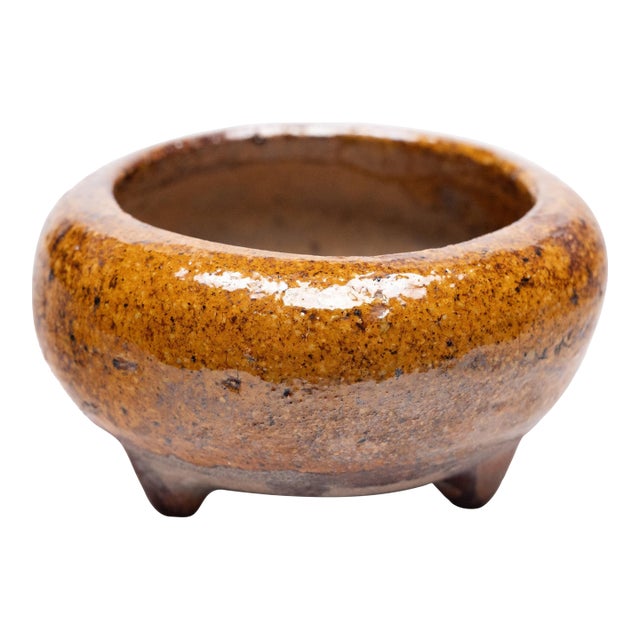 Vintage Chinese Persimmon Glazed Censer For Sale