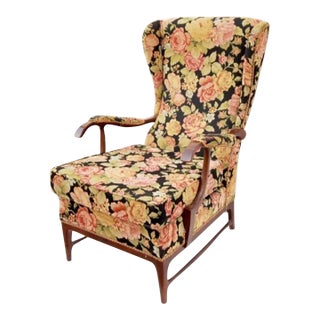 1940s Paolo Buffa Wing Back Floral Armchair For Sale