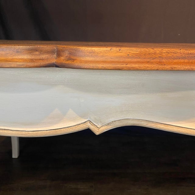 Wood French Provincial Louis XV Style Painted Extension Farm Table For Sale - Image 7 of 10