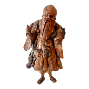 Statue Hand Carved of root, representing 'Immortal Li', Qing Dynasty era, China