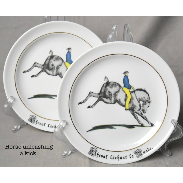 French Late 20th Century Porcelaine d'Auteuil Paris France Equestrian Themed Plates, Set of 12 For Sale - Image 3 of 10