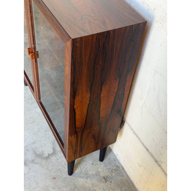 Rosewood Glass Cabinet Bookcase Denmark Mid-Century Modern 1970s For Sale - Image 4 of 9