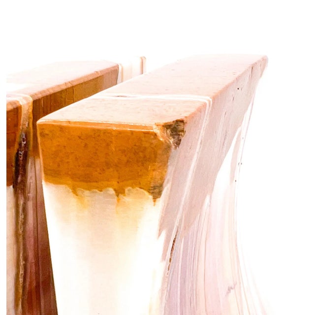 Stone Vintage Pink & Honey Onyx Bookends – Sculptural Stone Pair – Organic Modern / Desert Chic For Sale - Image 7 of 11
