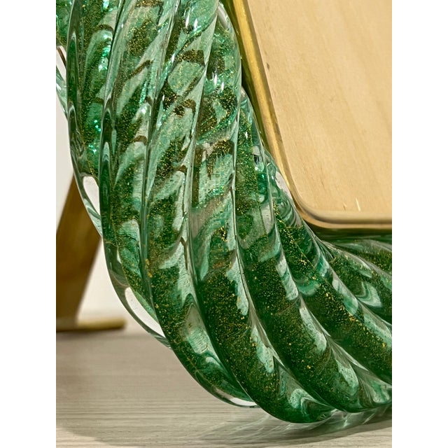 Vertical Murano glass frame, 2000s. Attributed to Barovier & Toso. The technique used to achieve this rich, woven rope...