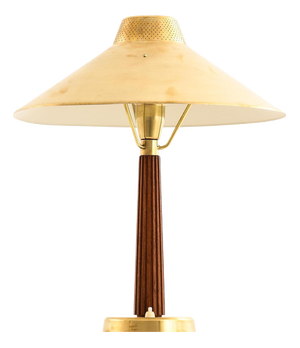 Table Lamp in Brass and Mahogany from Hans Bergström, 1950s