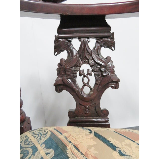 Wood Victorian Style Mahogany Figural Carved Corner Chairs - a Pair For Sale - Image 7 of 8
